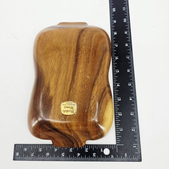 Waikiki Woods 2 Section Tray Monkey Pod Wood Made In Hawaii Vintage Retro Rare! - Picture 5 of 8